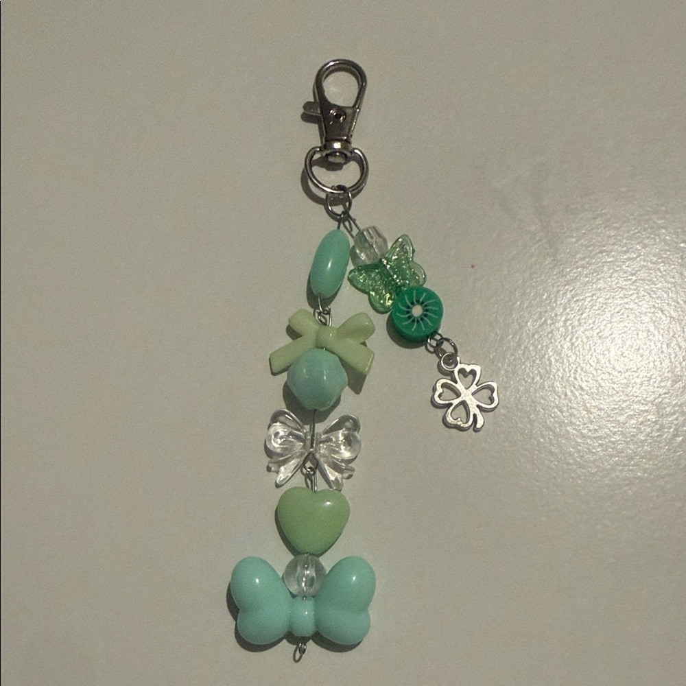 Mint Green Butterfly Charm Keychain